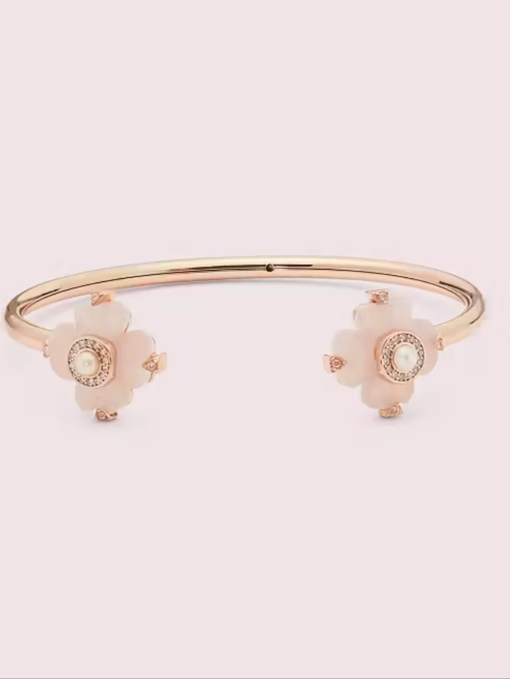 kate spade Rose Gold-Tone Bangle with Pink Floral Accents Spade Flower Flex Cuff - Picture 3 of 7